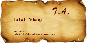 Toldi Adony névjegykártya